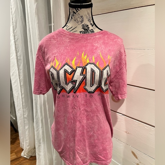 AC/DC Pink Graphic T-Shirt, size medium, tie-dye, rocker, see photos, GUC - Picture 1 of 6
